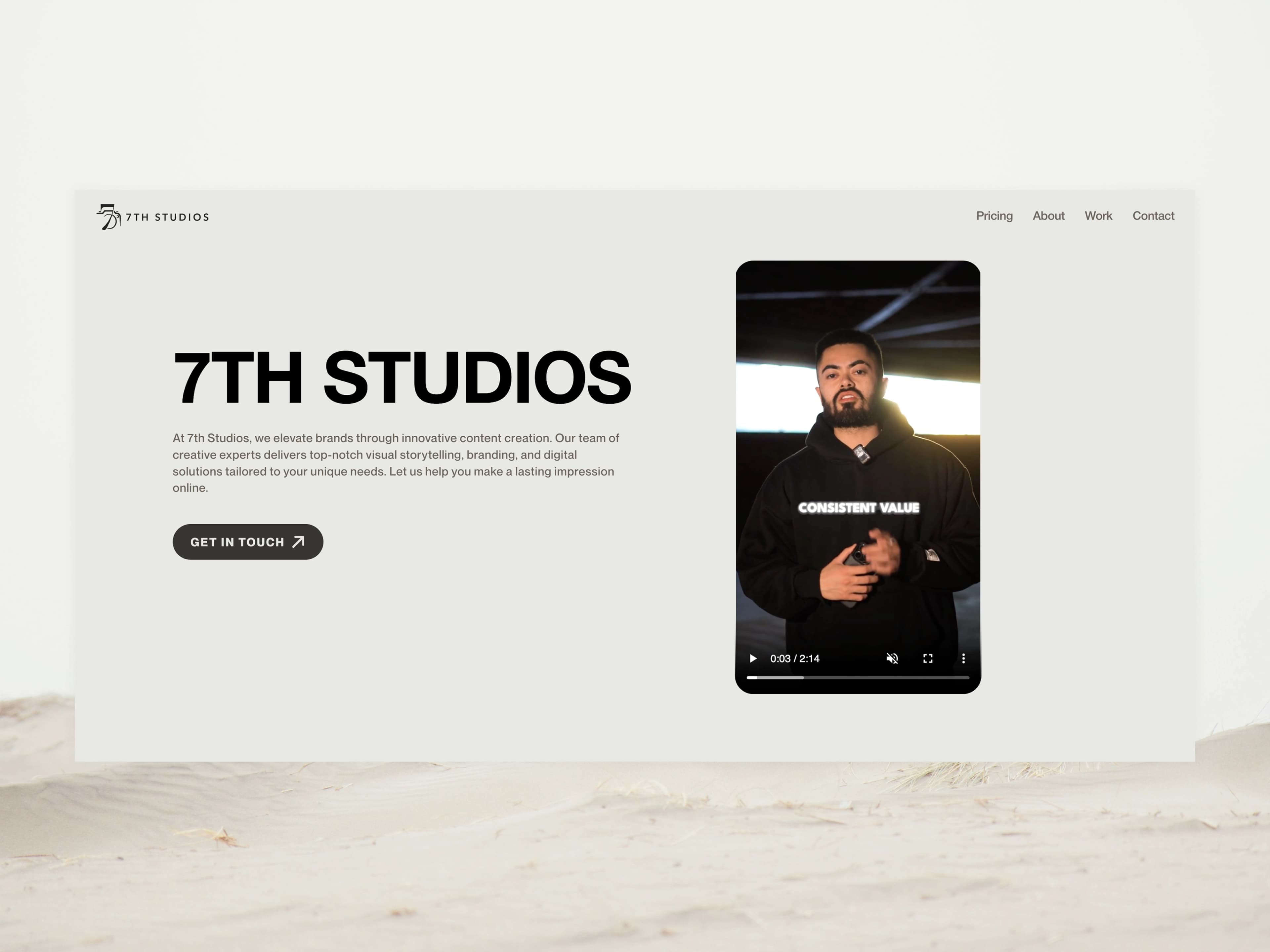 7th Studios Landing Screen