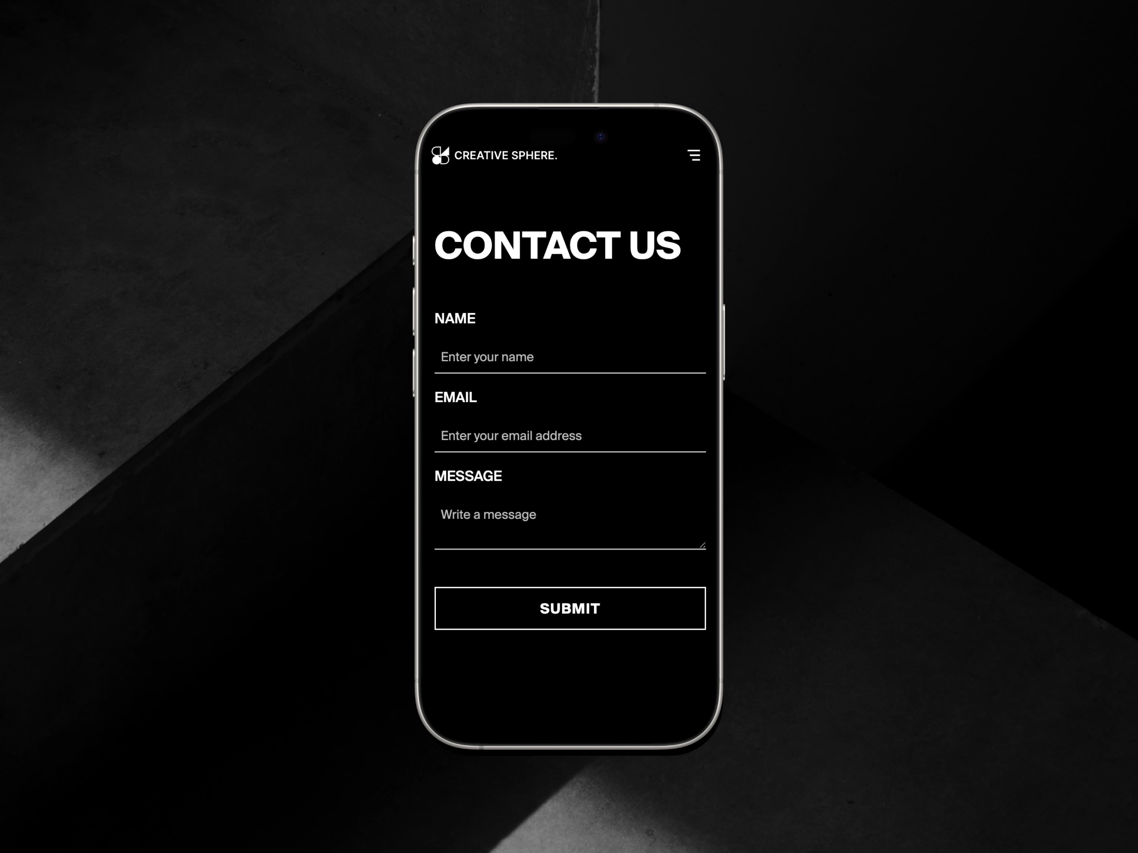 Creative Spheres Contact Screen